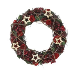 Apples And Berries With Stars Artificial Christmas Wreath,13-Inch, Unlit