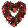 Red Wooden Rose And Botanicals Valentine's Day Heart Wreath, 13.75-Inch, Unlit -Beauty Wreaths Shop northlight sh86435 14915.1667528396