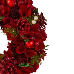 Red And Green Velvet Floral With Berries Christmas Wreath,12-Inch -Beauty Wreaths Shop northlight sh89564 2 updated 15063.1667519205