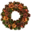 Orange And Green Fall Wreath With Pumpkins And Pinecones - 13.75 Inch, Unlit -Beauty Wreaths Shop northlight sh89571 1 87835.1669995121
