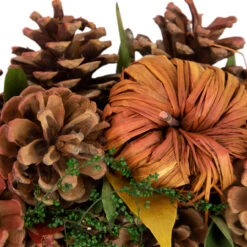 Orange And Green Fall Wreath With Pumpkins And Pinecones - 13.75 Inch, Unlit -Beauty Wreaths Shop northlight sh89571 3 48768.1669995122