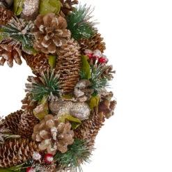 Green And Brown Frosted Pinecones And Bells Christmas Wreath - 13" Unlit -Beauty Wreaths Shop northlight sh89573 2 updated 65404.1667576944