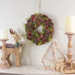 Green And Brown Pine Cone And Berry Christmas Wreath - 13" Unlit -Beauty Wreaths Shop northlight sh89583 3 updated 37011.1667576946