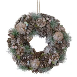 Glittered Pine Cones And Berries Artificial Christmas Wreath, 13-Inch, Unlit