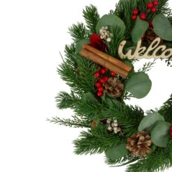 Green And Red "Welcome" Artificial Christmas Wreath - 12-Inch, Unlit -Beauty Wreaths Shop northlight sh89630 2 updated 18903.1667572568