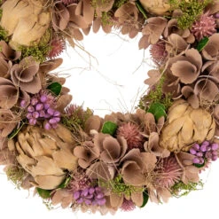 12" Purple And Beige Wooden Floral Spring Wreath With Preserved Artichoke -Beauty Wreaths Shop northlight sh91453 2 66263.1680051729