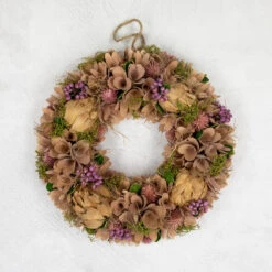 12" Purple And Beige Wooden Floral Spring Wreath With Preserved Artichoke -Beauty Wreaths Shop northlight sh91453 ongray 85530.1680051728