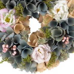10" Tan And Blue Wooden Floral Spring Wreath 10 10" Tan And Blue Wooden Floral Spring Wreath -Beauty Wreaths Shop northlight sh91470 2 15273.1680051730