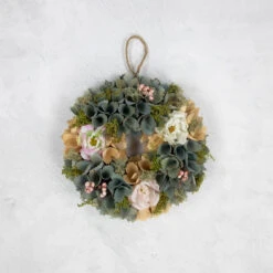 10" Tan And Blue Wooden Floral Spring Wreath 9 10" Tan And Blue Wooden Floral Spring Wreath -Beauty Wreaths Shop northlight sh91470 ongray 96450.1680051729