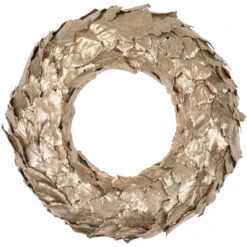 Gold Layered Leaves Christmas Wreath, 15.5-Inch, Unlit