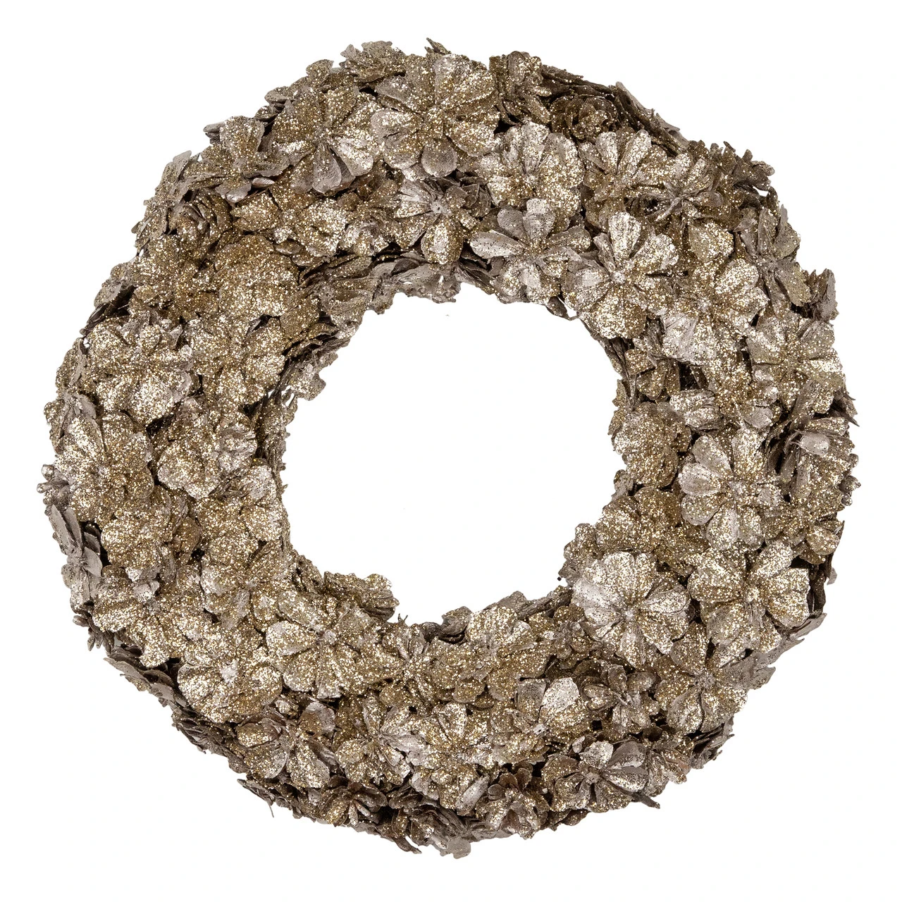 Gold Glitter Pine Cone Artificial Christmas Wreath, 12-Inch 3 Gold Glitter Pine Cone Artificial Christmas Wreath, 12-Inch