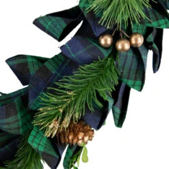 Blue And Green Plaid Bow Artificial Pine Christmas Wreath, 17.75-Inch, Unlit -Beauty Wreaths Shop northlight sh94280 3new 76752.1668089041