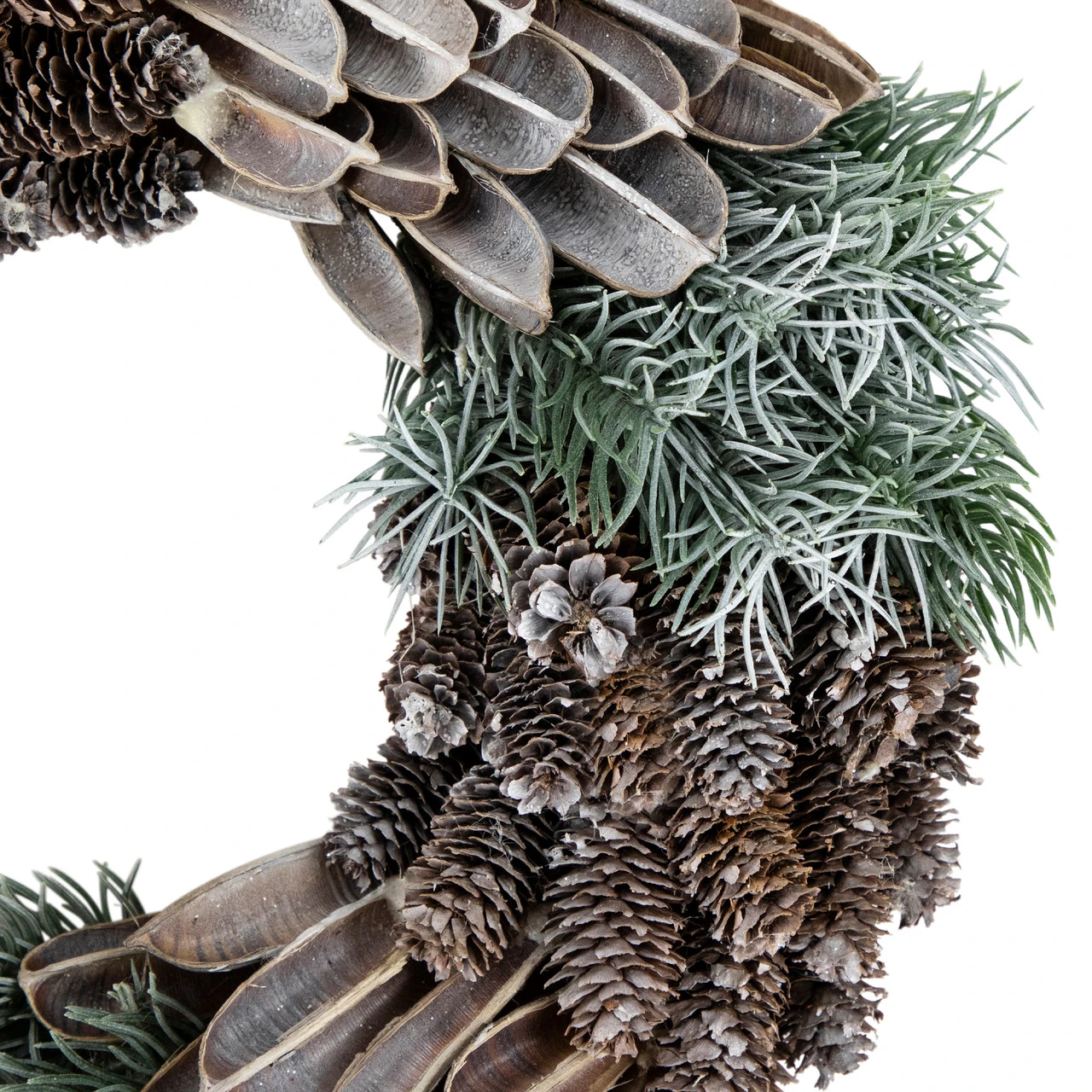 Brown And Green Pine Needle And Pine Cone Artificial Christmas Wreath, 13.5-Inch, Unlit 5 Brown And Green Pine Needle And Pine Cone Artificial Christmas Wreath, 13.5-Inch, Unlit - Image 3