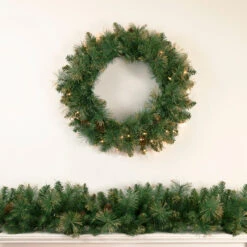 Pre-Lit Yorkshire Pine Artificial Christmas Wreath, 24-Inch, Clear Lights -Beauty Wreaths Shop northlight sm2924 updated 4 70204.1667530204