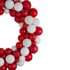 White And Red 3-Finish Shatterproof Ball Christmas Wreath - 24-Inch, Unlit -Beauty Wreaths Shop northlight sm91061 1 27609.1667578481