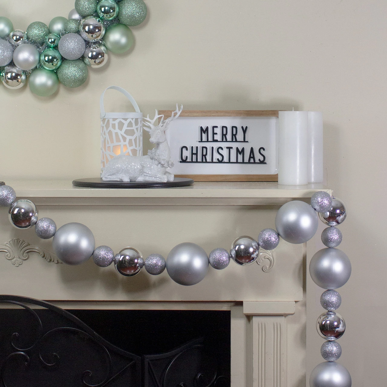 6' Shatterproof Ball 3-Finish Silver Splendor Christmas Garland 4 6' Shatterproof Ball 3-Finish Silver Splendor Christmas Garland - Image 2