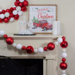 6' Shatterproof Ball 3-Finish Red And White Christmas Garland -Beauty Wreaths Shop northlight sm91070 3 62918.1667533430