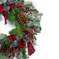 Dual Plaid And Berries Artificial Christmas Wreath - 24-Inch, Unlit -Beauty Wreaths Shop northlight sm91188 1updated 13434.1667569259