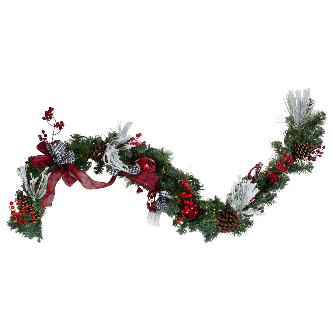 6' X 12" Pre-Lit Plaid Bows And Red Berries Artificial Christmas Garland - Warm White Lights 3 6' X 12" Pre-Lit Plaid Bows And Red Berries Artificial Christmas Garland - Warm White Lights