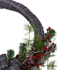 Gray And Red Plaid Artificial Christmas Wreath With Red Berries - 24-Inch, Unlit 8 Gray And Red Plaid Artificial Christmas Wreath With Red Berries - 24-Inch, Unlit -Beauty Wreaths Shop northlight sm91200 1 99111.1667576326