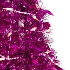 6' Pre-Lit Pink Tinsel Pop-Up Artificial Christmas Tree, Clear Lights -Beauty Wreaths Shop northlight sm92150 2 63158.1667530303