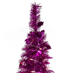 6' Pre-Lit Pink Tinsel Pop-Up Artificial Christmas Tree, Clear Lights -Beauty Wreaths Shop northlight sm92150 3 48940.1667530304