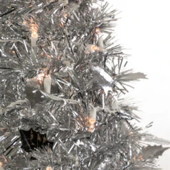 6' Pre-Lit Silver Tinsel Pop-Up Artificial Christmas Tree - Clear Lights -Beauty Wreaths Shop northlight sm92156 2 94406.1667655552