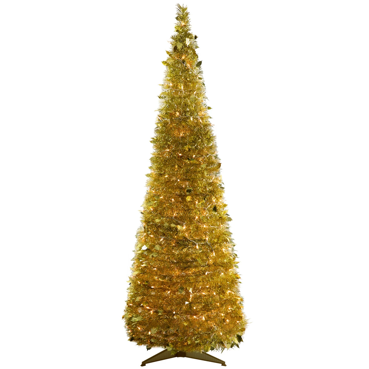 6' Pre-Lit Gold Tinsel Pop-Up Artificial Christmas Tree, Clear Lights 3 6' Pre-Lit Gold Tinsel Pop-Up Artificial Christmas Tree, Clear Lights