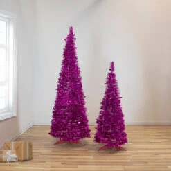 4' Pink Tinsel Pop-Up Artificial Christmas Tree, Unlit -Beauty Wreaths Shop northlight sm92163 sm92149 11860.1667530288