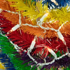 6' Pre-Lit Rainbow Tinsel Pop-Up Artificial Christmas Tree, Clear Lights -Beauty Wreaths Shop northlight sm92175 2 97705.1667530311