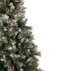 7.5' Pre-lit Snow Valley Pine Artificial Christmas Tree, Clear Lights -Beauty Wreaths Shop northlight sm92938 2 03650.1667530157