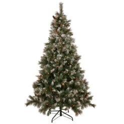 7.5' Pre-lit Snow Valley Pine Artificial Christmas Tree, Clear Lights -Beauty Wreaths Shop northlight sm92938 39 style 11548.1667530157