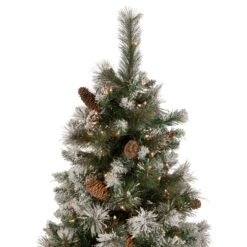 7.5' Pre-lit Snow Valley Pine Artificial Christmas Tree, Clear Lights -Beauty Wreaths Shop northlight sm92938 3 69242.1667530158