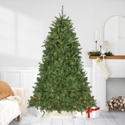 7.5' Pre-Lit Rockwood Pine Artificial Christmas Tree, Clear LED Lights