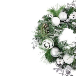 Green Pine Needle Wreath With Pinecones And Christmas Ornaments, 24-Inch, Unlit -Beauty Wreaths Shop northlight sm94092 2updated 23234.1680557223
