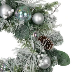 Flocked Pine Artificial Christmas Wreath With Iridescent Ornaments, 24-Inch, Unlit -Beauty Wreaths Shop northlight sm94098 2 28201.1680183727