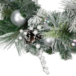 Flocked Pine Artificial Christmas Wreath With Iridescent Ornaments, 24-Inch, Unlit -Beauty Wreaths Shop northlight sm94098 3 92653.1680183726