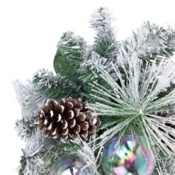 30" Flocked Pine Artificial Christmas Teardrop Swag With Iridescent Ornaments - Unlit 10 30" Flocked Pine Artificial Christmas Teardrop Swag With Iridescent Ornaments - Unlit -Beauty Wreaths Shop northlight sm94101 1new 58514.1680184050