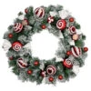 Frosted Pine Artificial Christmas Wreath With Swirled Candy Ornaments, 24-Inch 2 Frosted Pine Artificial Christmas Wreath With Swirled Candy Ornaments, 24-Inch -Beauty Wreaths Shop northlight sm94104 1 70026.1680184310