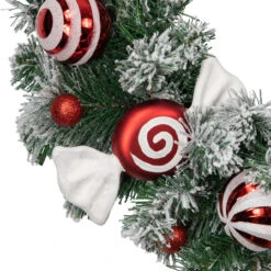 Frosted Pine Artificial Christmas Wreath With Swirled Candy Ornaments, 24-Inch -Beauty Wreaths Shop northlight sm94104 3 55013.1680184312