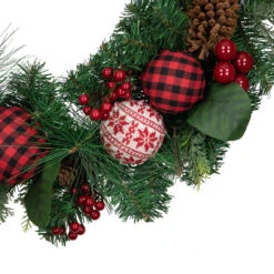 Red Bow And Mixed Foliage Artificial Christmas Wreath With Ornaments, 30-Inch -Beauty Wreaths Shop northlight sm94106 3 11618.1667312624
