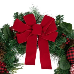 Red Bow And Mixed Foliage Artificial Christmas Wreath With Ornaments, 30-Inch -Beauty Wreaths Shop northlight sm94106 4 03488.1667312625