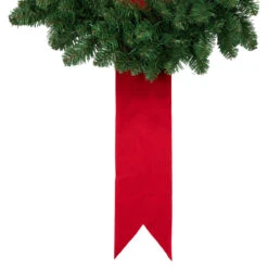 Set Of 3 Wreaths On Red Ribbon Hanging Christmas Decoration, 6.5' -Beauty Wreaths Shop northlight sm94117 3 23656.1668103779