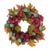 Orange And Burgundy Fall Harvest Artificial Floral And Pinecone Wreath, 22-Inch