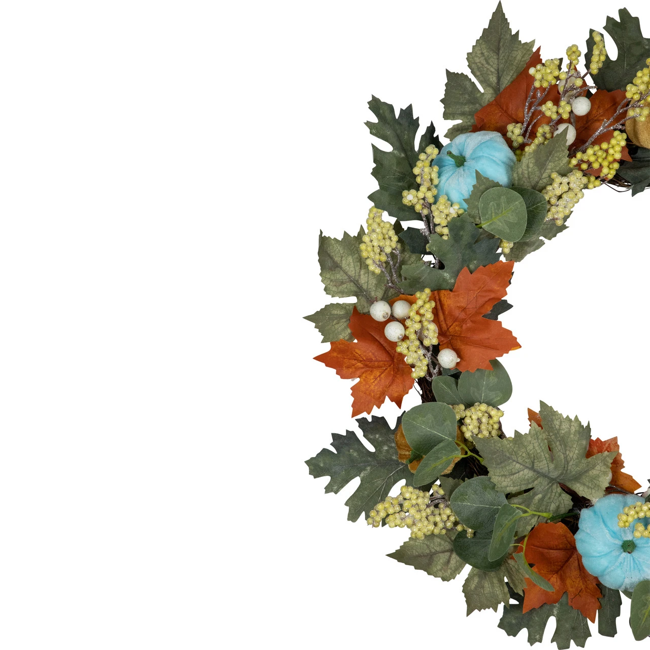 Green And Orange Foliage And Gourds Thanksgiving Artificial Wreath, 22-Inch 5 Green And Orange Foliage And Gourds Thanksgiving Artificial Wreath, 22-Inch - Image 3