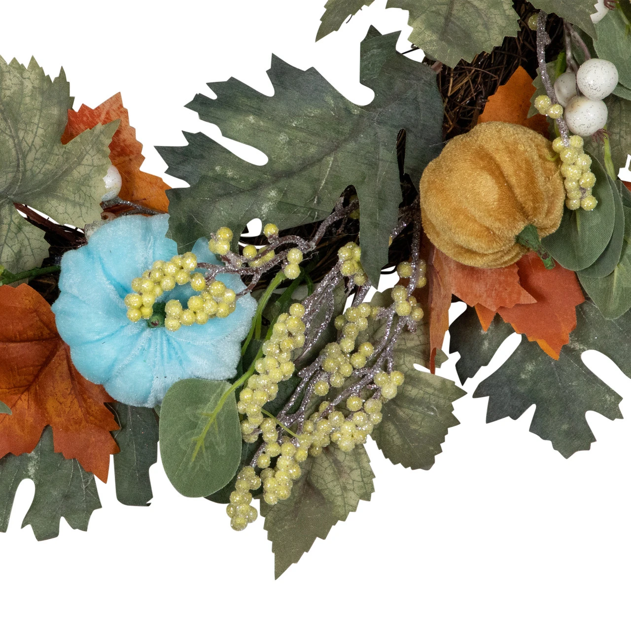 Green And Orange Foliage And Gourds Thanksgiving Artificial Wreath, 22-Inch 4 Green And Orange Foliage And Gourds Thanksgiving Artificial Wreath, 22-Inch - Image 2