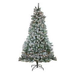 6.5' Pre-Lit Medium Flocked Winema Pine Artificial Christmas Tree - Clear Lights -Beauty Wreaths Shop northlight sp15065 2 15910.1667576156