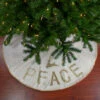 48" Cream And Gold Peace And Reindeer Christmas Tree Skirt