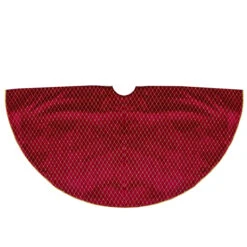 48" Red And Gold Diamond Pattern Christmas Tree Skirt