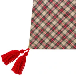 48" Red And Brown Burlap And Plaid Reindeer Christmas Tree Skirt With Tassels -Beauty Wreaths Shop northlight t1190696 red 1 sample 03452.1667576854